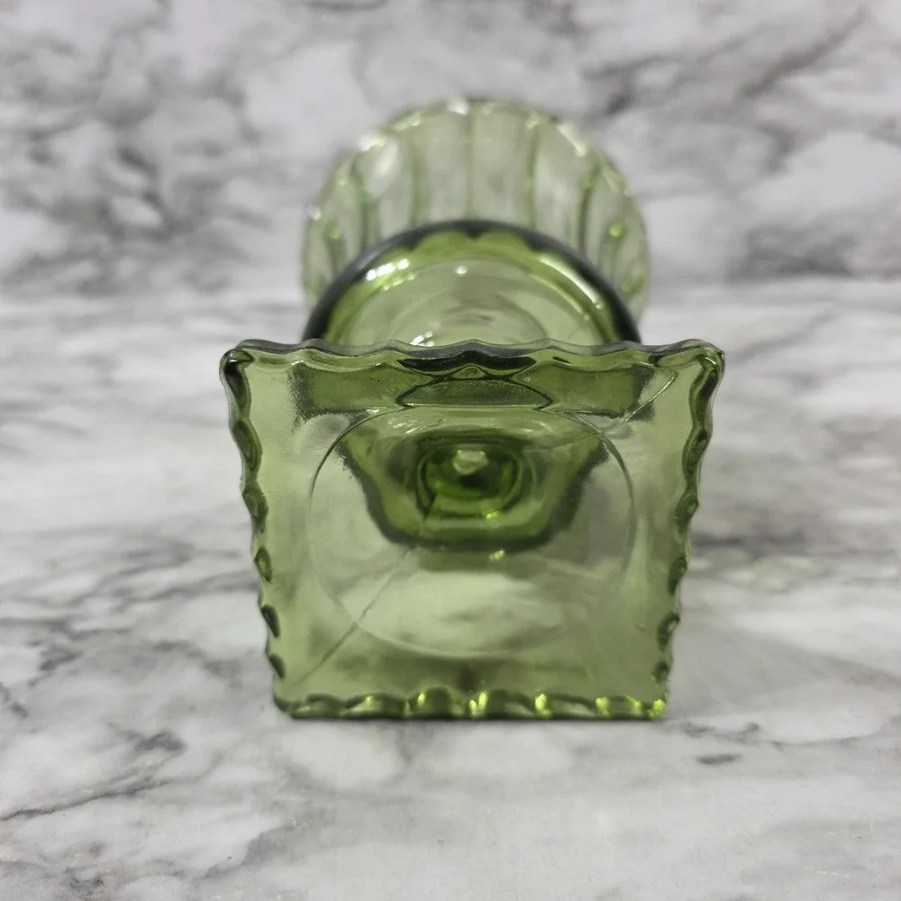 Vintage Green Indiana Glass Vase 6